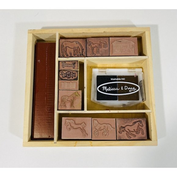 Melissa & Doug Horse Equestrian Wood Mounted Rubber Stamps 10 Count Pony Art - Picture 4 of 7